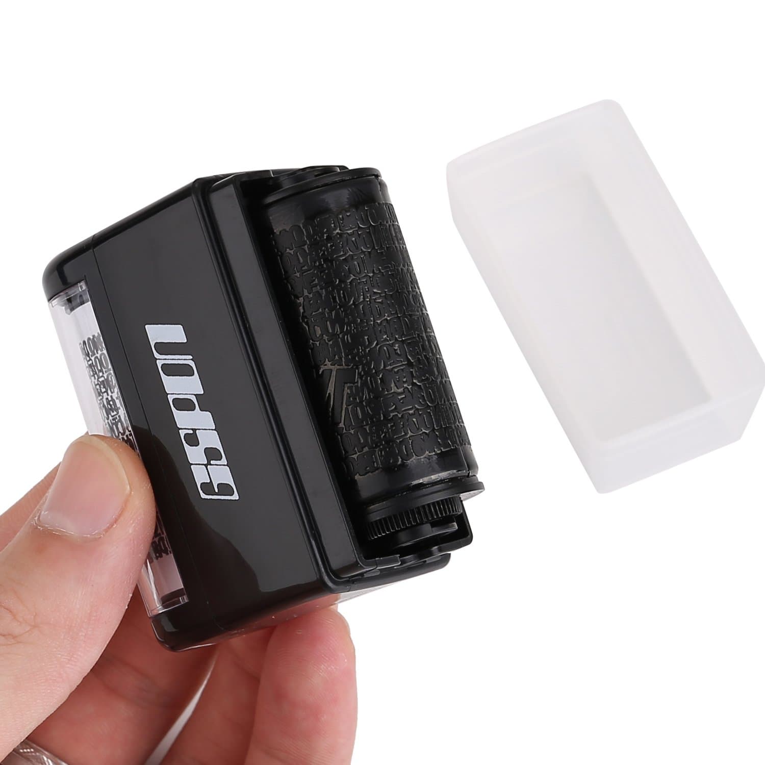 GSPON Identity Security Protection Roller Stamps, Advanced Wide Roller Identity Theft Prevention Security Hide ID Garbled Rubber Stamp Perfect for Privacy Protction. … (Black)