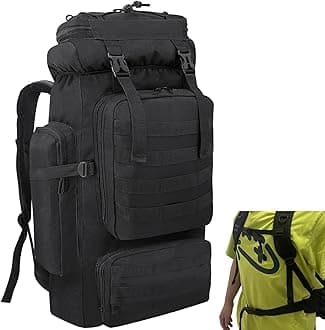 – 80L Hiking Backpack Camping Rucksack, 80 liters Large Capacity Outdoor Knapsack Travel Climbing Mountaineering Carry On Backpack Bag, Trekking Backpacking for Men Women, Black