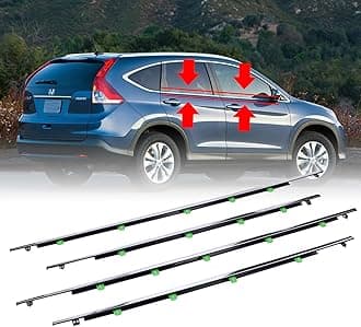 4Pcs Weatherstrip Window Moulding Trim Seal Belt Compatible with 2007-2011 Honda CRV Replaces# 72410-SWA-A01, 72450-SWA-A01, 72910-SWA-A01, 72950-SWA-A01
