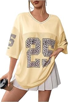 Jersey Shirts for Women Y2k Graphic Number Oversized Tees V Neck Half Sleeve Cute Soccer Streetwear T Shirt Tops