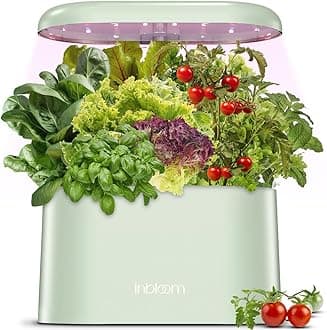 inbloom Hydroponics Growing System 5Pods, Indoor Garden with More 20% Red Grow Light, Indoor Herb Garden 4.5L Water Tank for Kitchen, Plant Germination Kit, Green