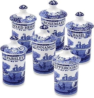 Blue Italian Spice Jar, Set of 6