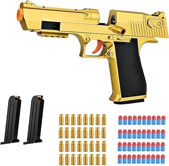 Toy Gun Pistols,Toy Guns with Soft Bullets - Perfect Toy for Kids and Adults of All Ages (Gold)