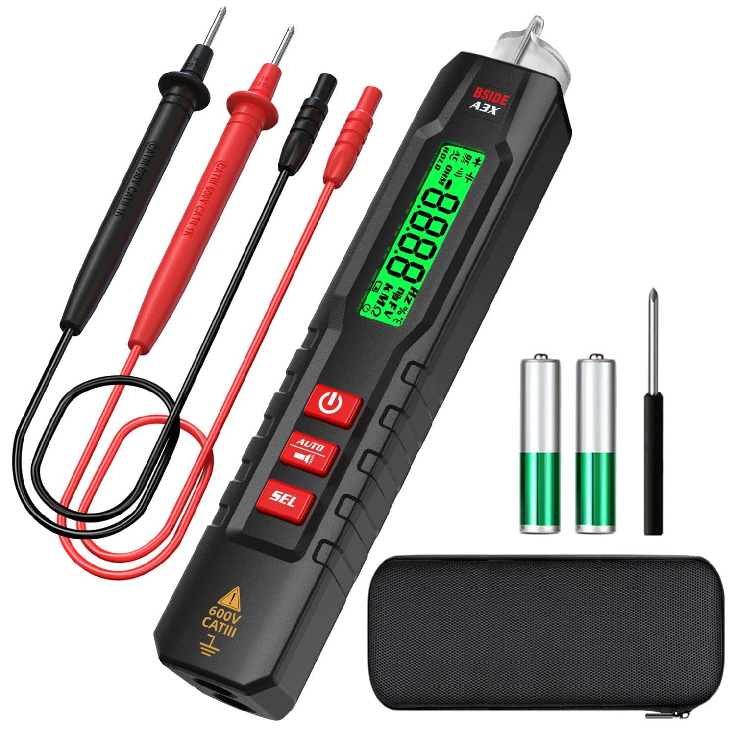 Bside ZT203 Pen Type Digital Multimeter Auto-Ranging True RMS 6000 Counts AC/DC Voltage Resistance Capacitance Temperature NCV Tester Meter with Flashlight
