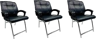OFFICE SEATING Principal Manager Office Visitor Study Home Reception Chair with arm Rest & Cushion seat Back (3, Z Black, H Type Frame)