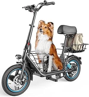 Gyroor Electric Scooter for Adults with Large Pet Basket – Dog-Friendly 550W Motor 19 MPH, 20 Mile Long Range, Foldable Commuter E-Scooter with Comfort Seat for Pets & Groceries