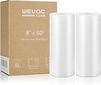 Wevac Vacuum Sealer Bags 8x50 Rolls 2 pack for Food Saver, Seal a Meal, Weston. Commercial Grade, BPA Free, Heavy Duty, Great for vac storage, Meal Prep or Sous Vide