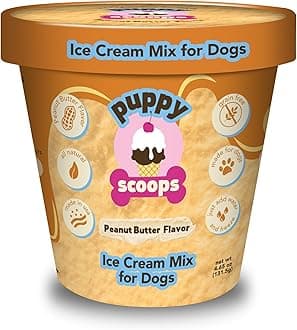 Puppy Scoops Dog Ice Cream Mix (Peanut Butter Flavor), 4.65 oz - Just Add Water and Freeze at Home, Powder Mix with Ice Cream Cup and Reusable Lid - Made in USA