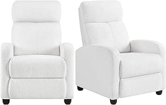 Yaheetech 2-Seat Boucle Pushback Recliner Chair Living Room Chair with Thick Seat Cushion and Backrest Reclining Chair for Living Room White
