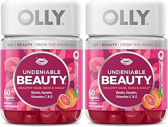 OLLY Undeniable Beauty Gummy, for Hair, Skin, Nails, Biotin, Vitamin C, Keratin, Chewable Supplement, Grapefruit, 30 Day Supply - 120 Count