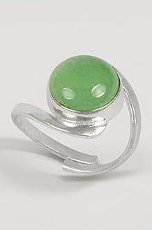 Reiki Crystal Products Adjustable Rings, Round Shape, Carnelian, Green Jade, Lapis Lazuli, Pyrite, Rose Quartz, Tiger Eye Gemstone Ring