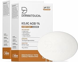 DERMATOUCH Kojic Acid 1% Soap with Glutathione | Skin Brightening & Pigmentation Care Soap | Helps Reduce Dark Spots & Sun Damage | For Men & Women | 75g x 2