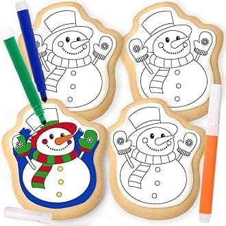 Snowmen Winter Cookie decorating Kit Snowman 4 Cookies + 3 Edible Markers | Holiday Coloring Activity