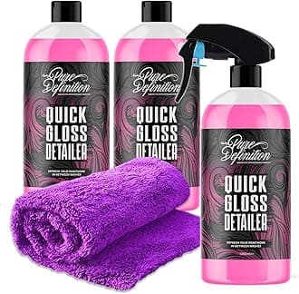 Quick Detailer Spray, Clay Lube and Wax For Car, Quick High Gloss Shine Finish, Great For Showroom Care and Cleaning - Pure Definition (3 x 1000ml + Towel)