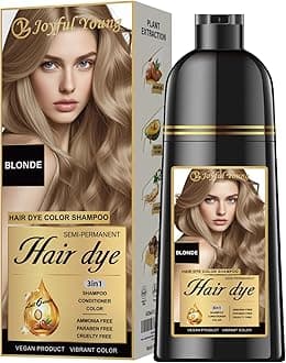 Hair Dye Shampoo 3-in-1, Medium Blonde Semi-Permanent Gray Hair Coverage, Color Depositing Shampoo for Women & Men, Vegan, Ammonia-Free