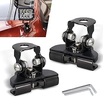 Eratus 2 PCS Light Bar Mounting Bracket, Adjustable Angle Waterproof Additional Work Light Base, Alloy Structure Rubber Shock Absorption Buffer Non-Destructive Fixing Bracket, for Most Cars (Black)