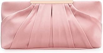 CHARMING TAILOR Clutch Evening Bag Elegant Pleated Satin Formal Handbag Simple Classy Purse for Women, Dusty Rose, M