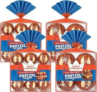 King's Hawaiian Sweet Pretzel Slider Buns, (11oz) & Sweet Pretzel Hamburger Buns, (10.5oz)(2ea) Variety Pack