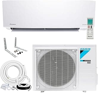 9,000 BTU 18 SEER2 Entra R32 Series Ductless Mini Split Heat Pump System w/Maxwell All-Inclusive 15’ Installation Kit and Wall Mounting Bracket (230V), White, RXC09+FTXC09+IKM1438+WAFP24