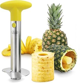 Pineapple Corer, [Upgraded, Reinforced, Thicker Blade] Newness Premium Pineapple Corer Remover, Stainless Steel Pineapple Core Remover Kitchen Tool with Sharp Blade for Diced Fruit Rings, Yellow