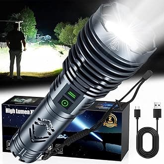 baibian [24H Long Life] High Power 155,000 Lumens Rechargeable Flashlights, Super Bright Tactical Flashlight with 1200m Ultra-Long Beam, XHP160.6 LED Light for Emergency, Camping, Gifting