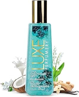 Fiji Dreams Shimmer Body Mist – Body Glitter Spray with Coconut, Lily of the Valley & Vanilla Orchid Notes, Radiant Glow Shimmer Spray for Women, Gift for Her, Made in USA, 8 fl oz