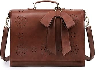 Women's Briefcase Vegan Leather Laptop Bag for Work Shoulder Computer Satchel Bag with Detachable Bow