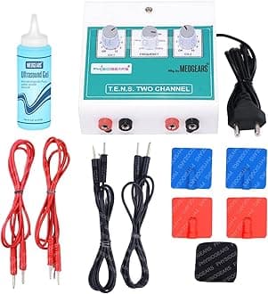 - Physiogears Mini Tens Two Channel Portable Nerve Stimulator Electrotherapy Physiotherapy Compact Machine with One Year Warranty (Electrode Pad)