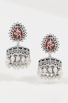 Voylla Oxidised Earrings for Women Anti Tarnish Silver Tone Traditional Ethnic Stud Earrings Casual Festive Jewellery Women’s Day Gift for Her Daily Styling Statement Jewellery