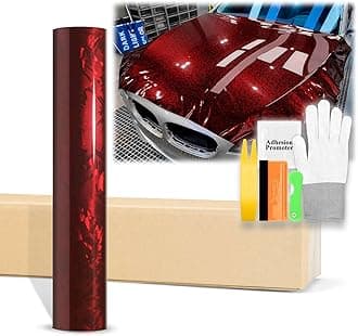 60"x600" (5FTx50FT) Gloss Dark Red 24K Chopped Forged Carbon Fiber Textured Vinyl Wrap Auto Car Sticker Decal Sticker Film Sheet Bubble Free Air Release Technology with Tool Kit