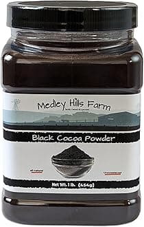 Black cocoa powder by Medley hills farm 1 Lb. in Reusable Container - Great Black cocoa powder for baking - Dutch Processed - Unsweetened