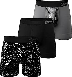 Boxer Briefs for Men Pack of 3 - Hammock Support Pouch Underwear for Men with Fly