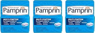 Pamprin Multi-Symptom Formula, with Acetaminophen, Menstrual Period Symptoms Relief Including Cramps, Pain, Irritability and Bloating, 20 Caplets (Pack of 3)