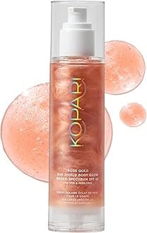 Sun Shield Body Glow, Broad Spectrum SPF 45, Lightweight Shimmering Gel Texture Absorbs Quickly, Non Sticky, Glowing Results, Rose Gold 5 oz