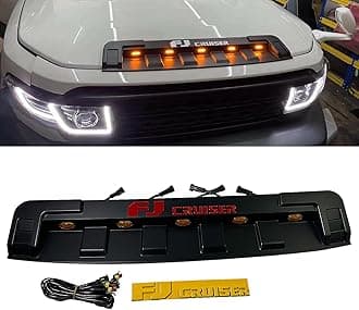 BST BSSP Front Engine Hood Air Intake Grille Cover w/Lamp Compatible with 2007-2014 Toyota FJ Cruiser 4.0L