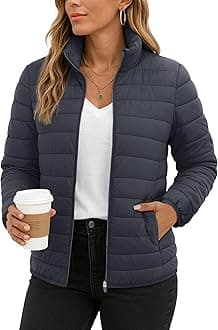 TACVASEN Women's Puffer Jackets Quilted Packable Puffy Coats Lightweight Winter Warm Zip Up Down Jacket Stand Collar