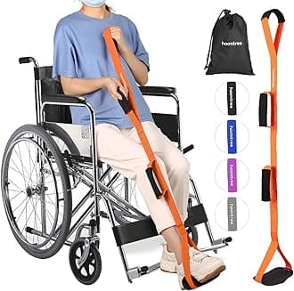 39'' Long Leg Lifter Hip Replacement,Rigid Leg Lifter Strap for Knee Replacement Surgery Recovery,Foot Lifter Easily Get in and Out of Bed,Car,Wheelchair,with Padded Loop for Hands and Feet