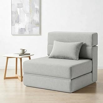 Folding Sofa Bed with Pillow- Convertible Chair Floor Couch & Sleeping Mattress, Premium Fabric- Foldable Memory Foam Sleeper for Living Room/Dorm/Guest Room/Home Office/Apartment/Loft, Light Gray
