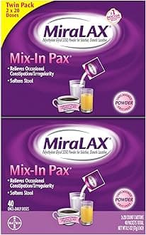 Laxative Powder for Gentle Constipation Relief Single Dose Packets, 40 Count (2 x 20 Doses)