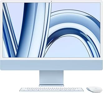 Apple 2023 iMac All-in-One Desktop Computer with M3 chip: 8-core CPU, 10-core GPU, 24-inch Retina Display, 8GB Unified Memory, 256GB SSD Storage, Matching Accessories. Works with iPhone/iPad; Blue