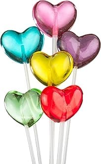 Sparko Sweets Twinkle Pops Lollipop, Heart Shapes (Pack of 90 Lollipops), 11-inch Long Lollipop Stem, Handcrafted in USA, 6 Vibrant Colors - Red, Pink, Yellow, Blue, Green, Purple, Fruit Flavors, 37.80 Ounce