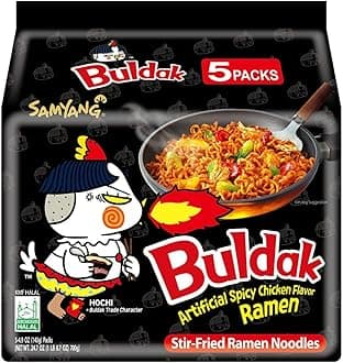 Samyang Buldak Spicy Ramen, Hot Chicken Ramen, Korean Stir-Fried Instant Noodle, Original, 1 Bag with 5 Pack