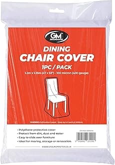 Polythene Plastic Chair Covers - Dining Chair Cover - Protective Dust Sheet for Dining Chairs - Chair Protectors for Storage, Moving and Decorating