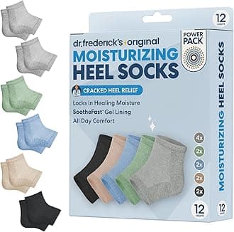 Moisturizing Heel Socks for Cracked Heel Treatment - 6 Pairs - Socks for Dry Feet - Cracked Skin Repair & Overnight Hydration - Foot Care for Women & Men - Power Pack