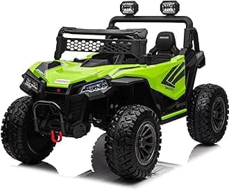 POSTACK 24V 2 Seater 4WD Kids Ride On UTV for Big Kids, Side by Side 4x4 Ride on Off-Road Truck with Parent Remote Control, Battery Powered Electric Car w/High Low Speed, Bluetooth for Boy Girl, Green