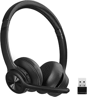 Bluetooth Headset V5.2 with Adapter, Wireless Headphones with Noise Cancelling Microphone, On Ear Wireless Headset for Cell Phones Laptop Computer