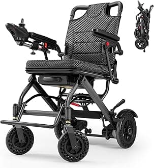 Electric Wheelchair for Adults, Ultra Lightweight Motorized Wheelchair Only 33lbs, Foldable Electric Wheelchairs Dual Motors, Motorized Mobility Scooters for Seniors, All Terrain,Travel Size