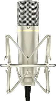 MA-67 Studio Condenser Microphone, 34mm Gold Large Diaphragm Capsule, Including Hydro Pop Filter, Metal Shock Mount, XLR Cable and Mic Bag - for Music Production, Vocal Recording and Podcasting
