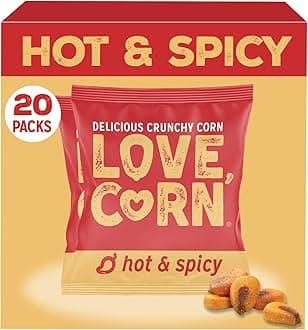 Hot & Spicy – Crunchy Roasted Corn Snack, Gluten Free, Non-GMO, Vegan, Kosher – Lunchbox, Office & On-the-Go Snacks, Alternative to Chips, Nuts & Crackers – Family Size, 0.7oz × 20 Bags