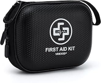 Mini First Aid Kit - 150 Piece Small Waterproof Hard Shell Medical Kit for Home, Car, Travel, Camping, Truck, Hiking, Sports, Office, Vehicle & Outdoor Emergencies (Black)